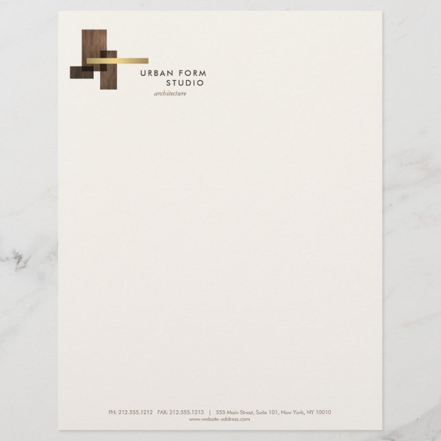 Modernes Architekten-Holz-Logo Elfenbein Briefbogen (Vorderseite)