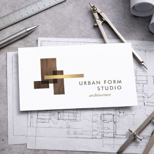 Modernes Architekten-Holz-Logo Visitenkarte
