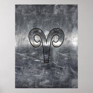 Modernes Aries-Sternzeichen im Grunge-Distressed-S Poster
