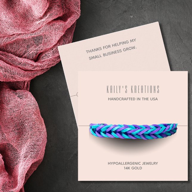 Modernes Armband mit hellrosa Display Quadratische Visitenkarte (Von Creator hochgeladen)