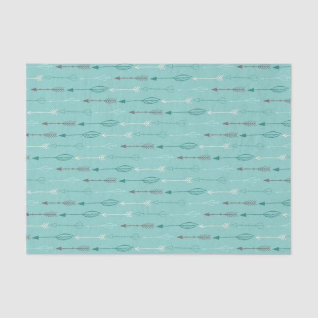 Modernes Arrow & Feather Tribal Muster Seidenpapier (Vorderseite)