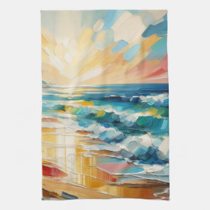 Modernes Art Beach Sunset Art Design Geschirrtuch
