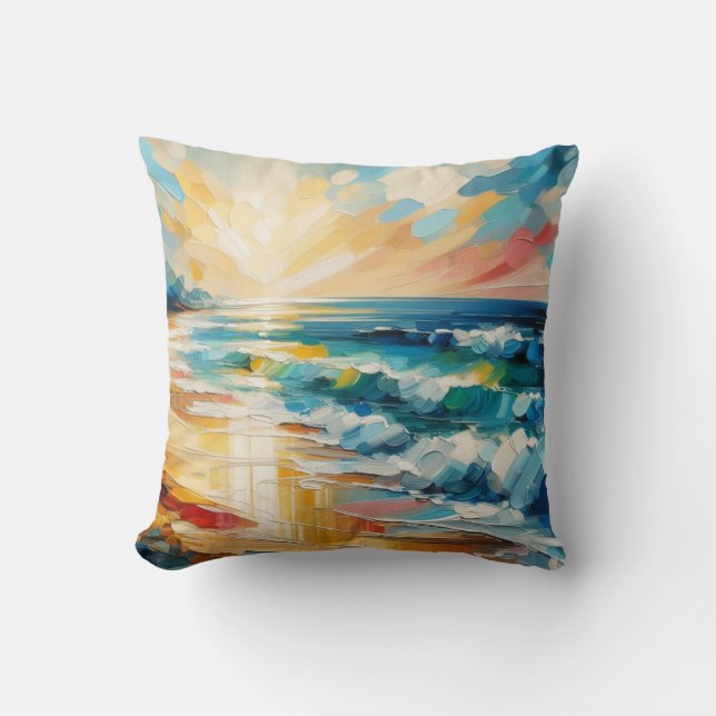 Modernes Art Beach Sunset Design Kissen (Vorderseite)