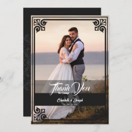 Modernes Art Deco Black Swan Foto Hochzeit Dankeskarte