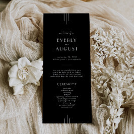 Modernes Art Deco Black Wedding Programm / EVERLY