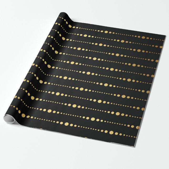 Modernes Art Deco Golden Black Drops Vip Geschenkpapier (Ungerollt)