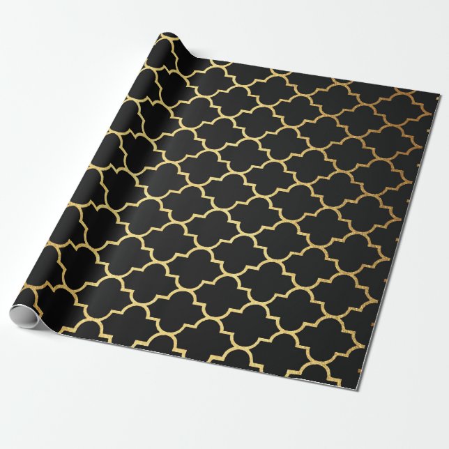Modernes Art Deco Golden Black Geometric Vip Geschenkpapier (Ungerollt)