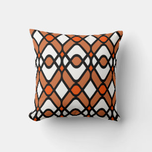 Modernes Art Deco in Orange und Schwarz Kissen