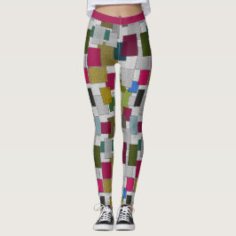 Modernes Art Deco Lila Gray Geometric Muster Yoga Leggings