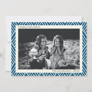 Modernes Art-Deco-Muster im blauen Hanukkah-Foto Feiertagskarte