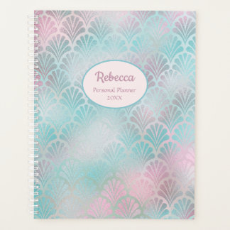 Modernes Art Deco Rosa Aquamarine Persönliche Name Planer