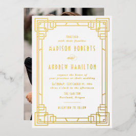 Modernes Art Deco Wedding Gold Folieneinladung