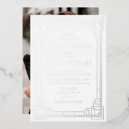 Modernes Art Deco Wedding Silver Folieneinladung
