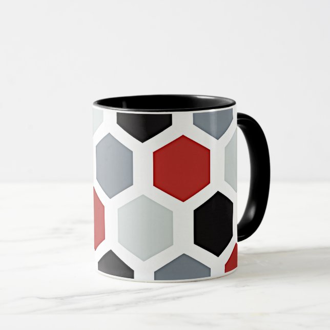 Modernes Art Hexagon Muster Tasse (VorderseiteRechts)