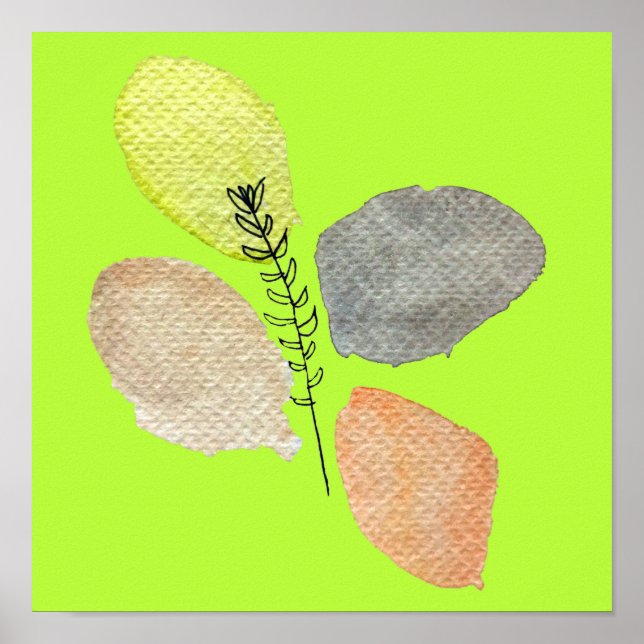 Modernes ästhetisches Wasserfarbenblatt Poster (Vorne)