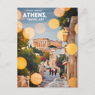 Modernes Athen Griechenland Reise Kunst Vintage Postkarte
