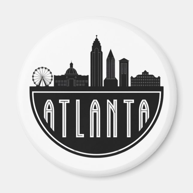 Modernes Atlanta Georgia Stilisierte Skyline Magnet (Vorne)