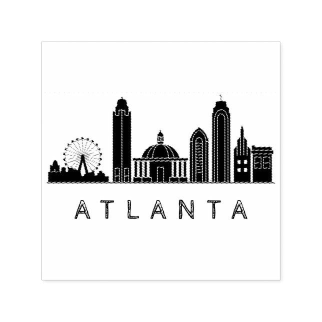 Modernes Atlanta Georgia Stilisierte Skyline Permastempel (Design)