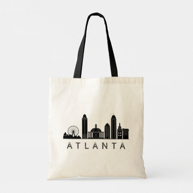 Modernes Atlanta Georgia Stilisierte Skyline Tragetasche (Rückseite)