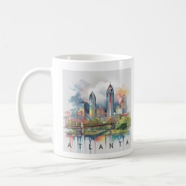 Modernes Atlanta Georgia Stilisierte Wasserfarbe Kaffeetasse (Links)