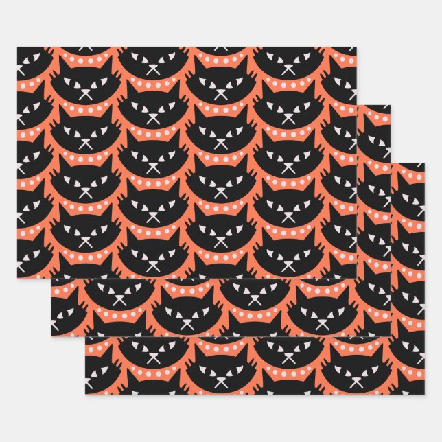 Modernes Atomkatzenmuster aus dem Mittelalter Geschenkpapier Set (Set)