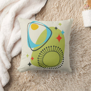 Modernes Atomzeitalter Mitte 14 Grün, Blau Kissen