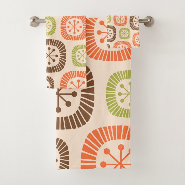 Modernes Atomzeitalter Mitte des Jahrhunderts Badhandtuch Set (Insitu)