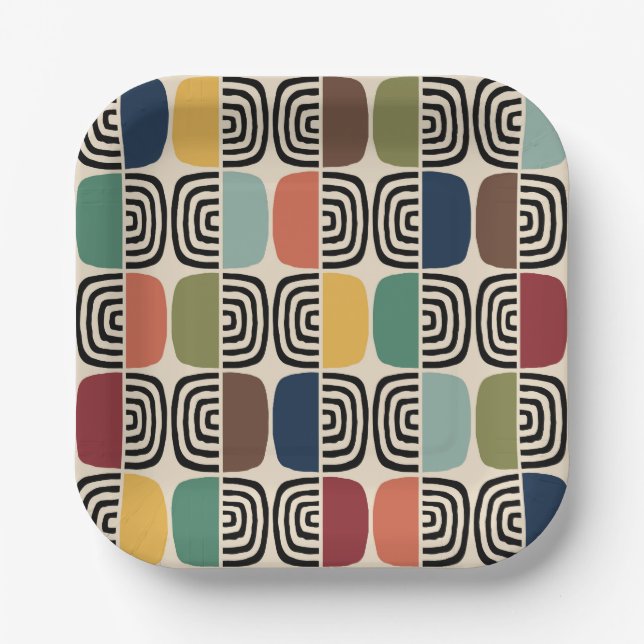 Modernes Atomzeitalter Mitte des Jahrhunderts Pappteller (Vorderseite)