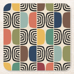 Modernes Atomzeitalter Mitte des Jahrhunderts Rechteckiger Pappuntersetzer