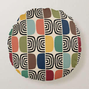 Modernes Atomzeitalter Mitte des Jahrhunderts Rundes Kissen