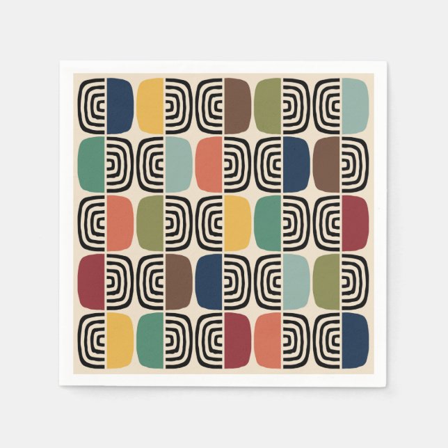 Modernes Atomzeitalter Mitte des Jahrhunderts Serviette (Vorderseite)