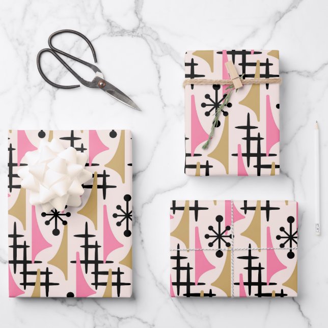 Modernes Atomzeitmuster des Mittelalters Geschenkpapier Set (Vorderseite)