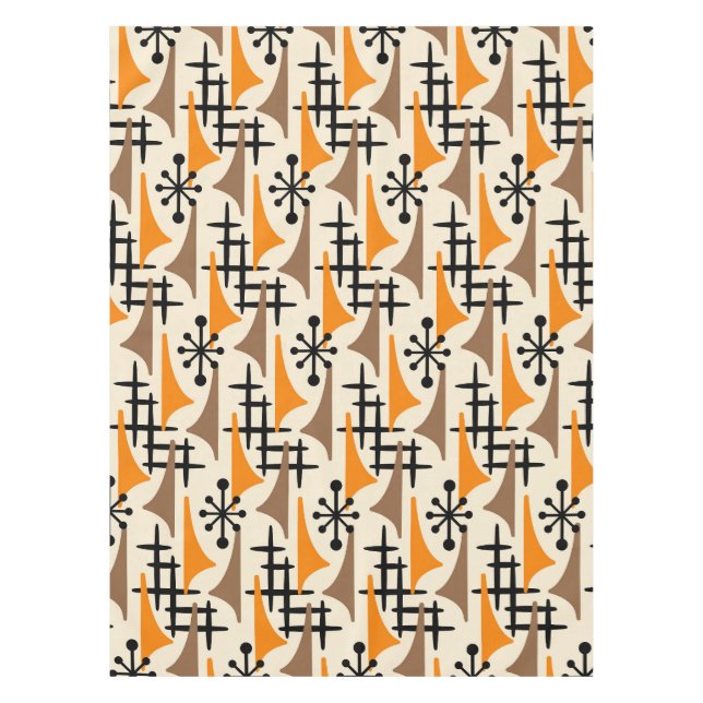 Modernes Atomzeitmuster Mitte des Jahrhunderts Tischdecke (Vorderseite)