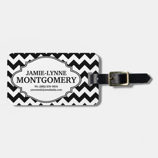 Modernes AUGE ANZIEHENDES Zickzack Muster Gepäckanhänger (Vorderseite horizontal)