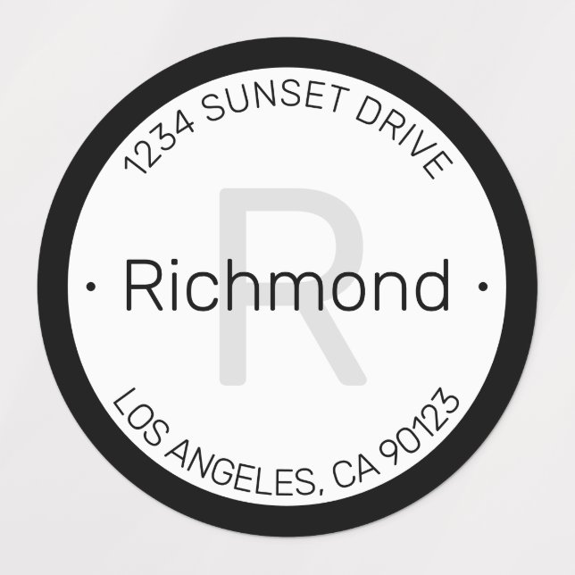 Modernes Aussehen | Black Gray Address Waterproof Etiketten (Design 1)