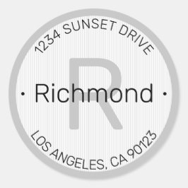 Modernes Aussehen | Weiße Schwarz-Grau-Rücksendead Runder Aufkleber