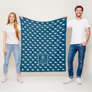 Modernes Aussie Silhouette Pattern   Monogramm Bla Fleecedecke
