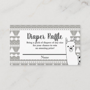 Modernes Aztec Gray & White Llama Diaper Raffle Begleitkarte