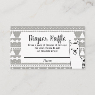Modernes Aztec Gray & White Llama Diaper Raffle Begleitkarte
