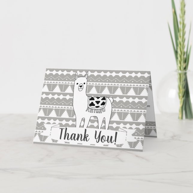 Modernes aztekisches Lama u. Stammes- Muster Dankeskarte (Vorderseite)