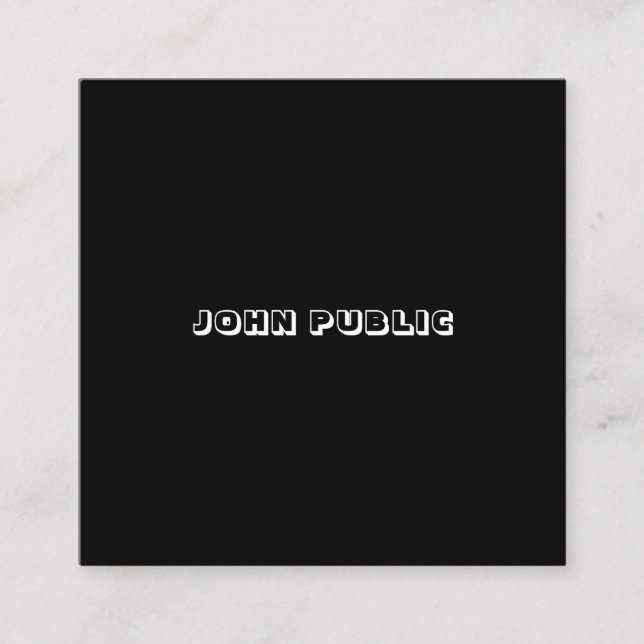 Modernes B&W elegantes Minimalistisches der Quadratische Visitenkarte (Vorderseite)