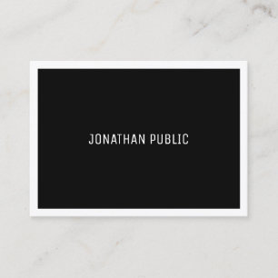 Modernes B&W Elegantes Schwarz-Weiß Einfach Schli Visitenkarte