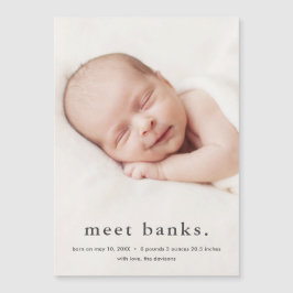 Modernes Baby 3 Foto Geburtserklärung Magneteinladung