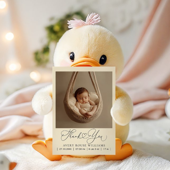Modernes Baby Birth Ankündigung Foto Vielen Dank Postkarte (Von Creator hochgeladen)