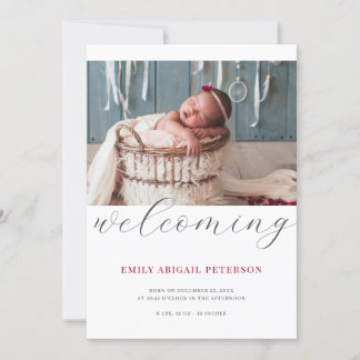 Modernes Baby Birth Foto Einfach Willkommen Ankündigung