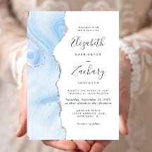 Modernes Baby Blue Silver Agate Wedding
