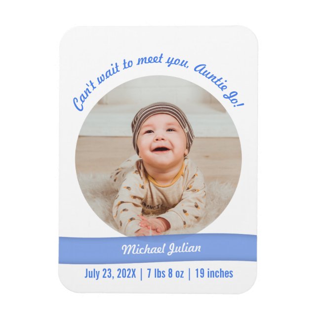 Modernes Baby Boy Foto Geburtshilfeprogramm Magnet (Vertikal)