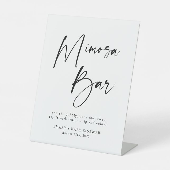 Modernes Baby Duschbad Mimosa Bar Sign Sockelschild (Vorderseite)