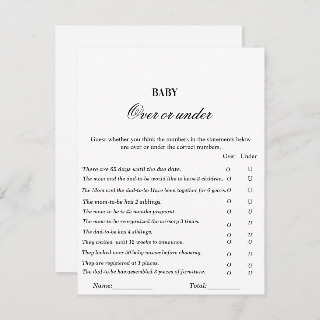 Modernes Baby-Duschspiel im Spiel oder im Spiel Postkarte (Vorne/Hinten)