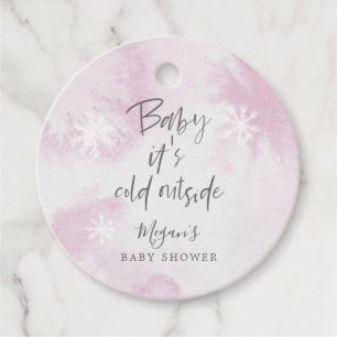 Modernes Baby Es ist kalt draußen, rosa Winterdusc Geschenkanhänger